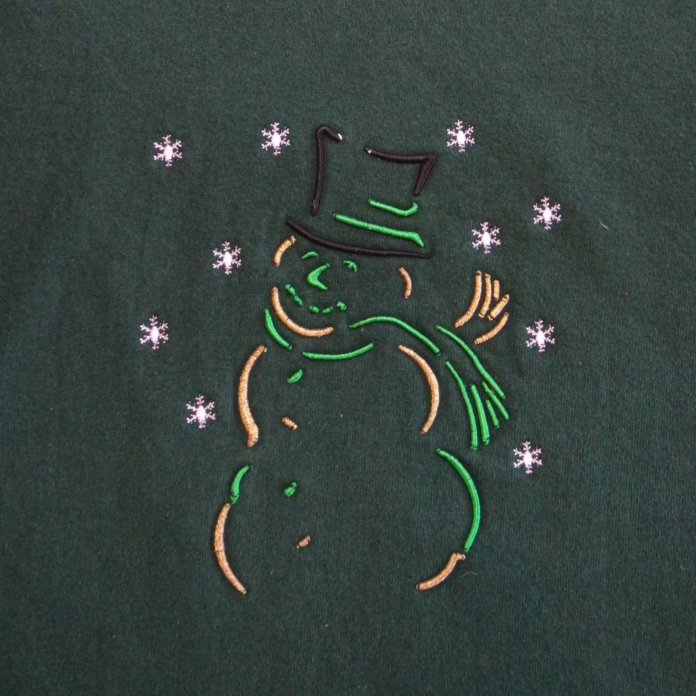 Embroidered Snowman Crewneck Sweatshirt